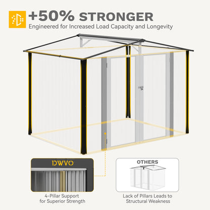 DWVO 7x5ft Metal Outdoor Storage Shed, Waterproof Tool Shed Heavy-Duty Storage Unit with Lockable Door and Vents, Ideal for Bicycles, Tools, Lawnmowers, Backyards, Patios, Lawns - Brown