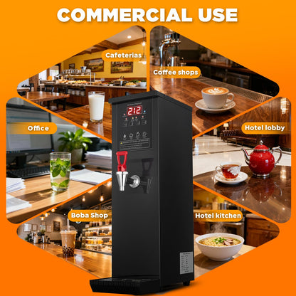 Commercial Hot Water Dispenser 30L/Hour Hot Water Boiler Countertop Auto-filling Water Hot Water Machine Step-heating 104-212°F Adjustable for Boba Tea Office Restaurant Hotel Black 1500W