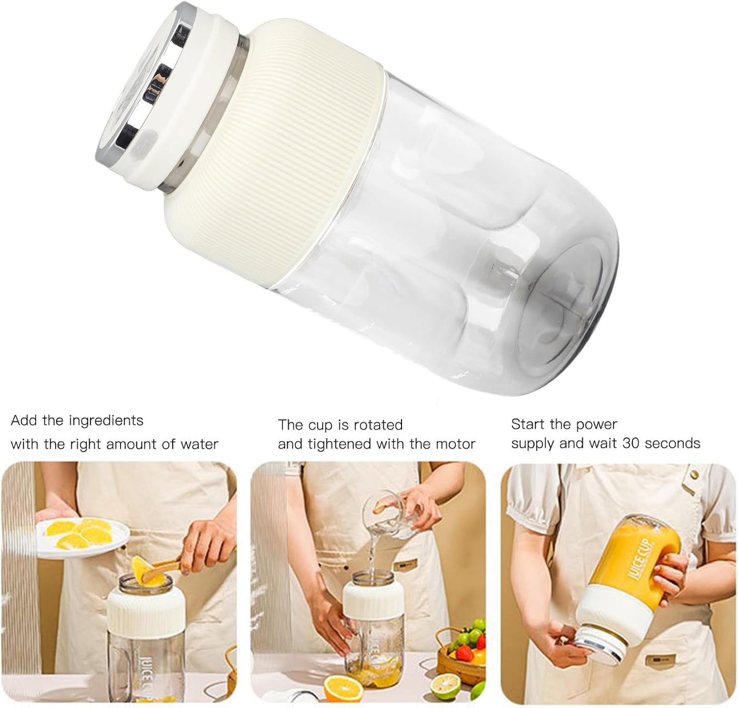 Yosoo Portable Rechargeable Cordless Juicer Blender, 1.2L Mini Juicer Cup with Stainless Steel Blades for Travel