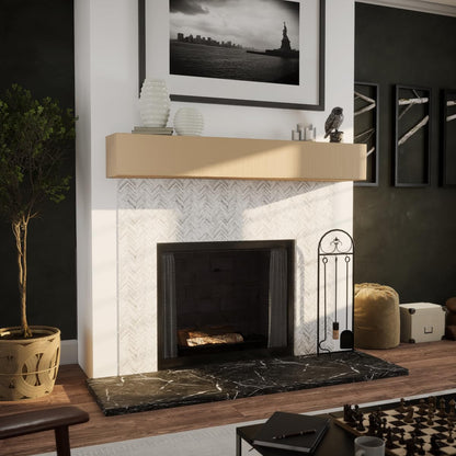 Ekena Millwork 10"H x 8"D x 66"W Rustic Sawn Heritage Timber Faux Wood Fireplace Mantel, Oatmeal