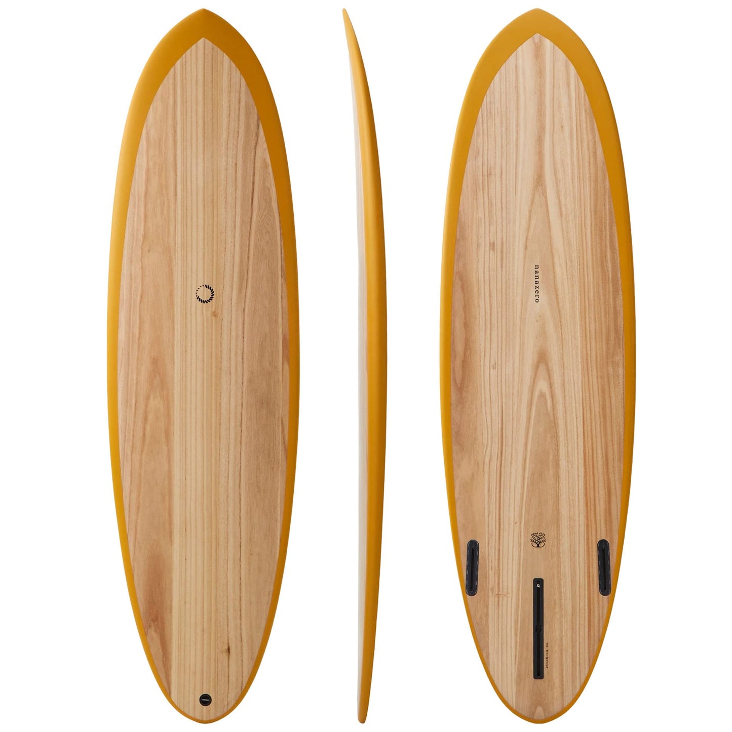 nanazero Wood Skin Surfboard Mid Length MID01 6'6" Yellow Brown, Durable and Light-Weight Structure