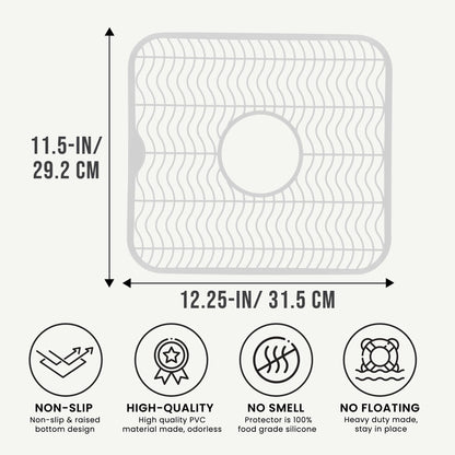 DecorRack 2 Sink Protectors for Kitchen Sink, Plastic 12" x 11" Dish Rack, Protect Sink from Stains, Damage, Scratches, Dishwasher Safe Grid Mat for Kitchen (2 Pack, White)