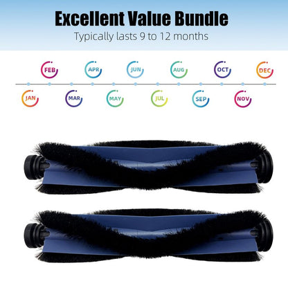 Auoiian 2-Pack Replacement Rollers Brushes for eufy X10 Pro Omni Robot Vacuum - Washable Main Brush Set with Cleaning Tool- Compatible Only with X10 Pro Omni