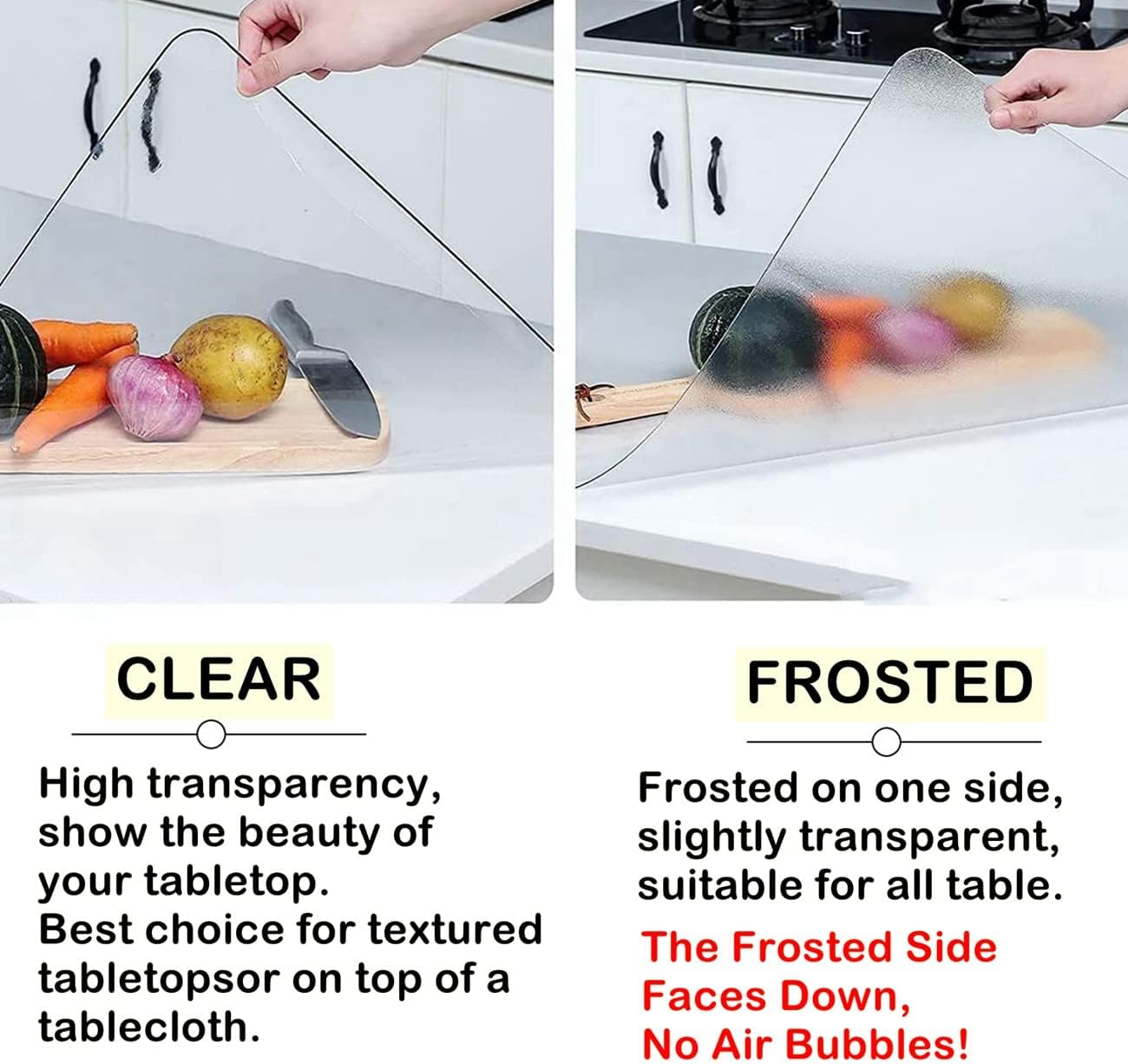 26 26 Inch, 1.5mm Clear Table Cover Protector x Thick Plastic Desk Protector Mat, Square Waterproof PVC Placemats