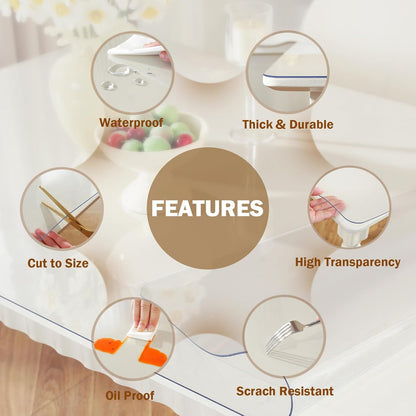16 60 Inch 1.5mm Royhom Clear Table Protector x - Thick Plastic Table Cover, Clear Table Cover Protector Rectangle