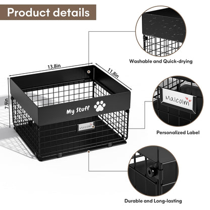 qeerable Dog Toy Basket - Metal Large Dog Toy Box for Small Dog - Dog Toy Storage Bin for Pet - Personalized Large Dog Toy Basket for Puppy and Pet- Dog Toy Organizer Holder Boxes for Living Room