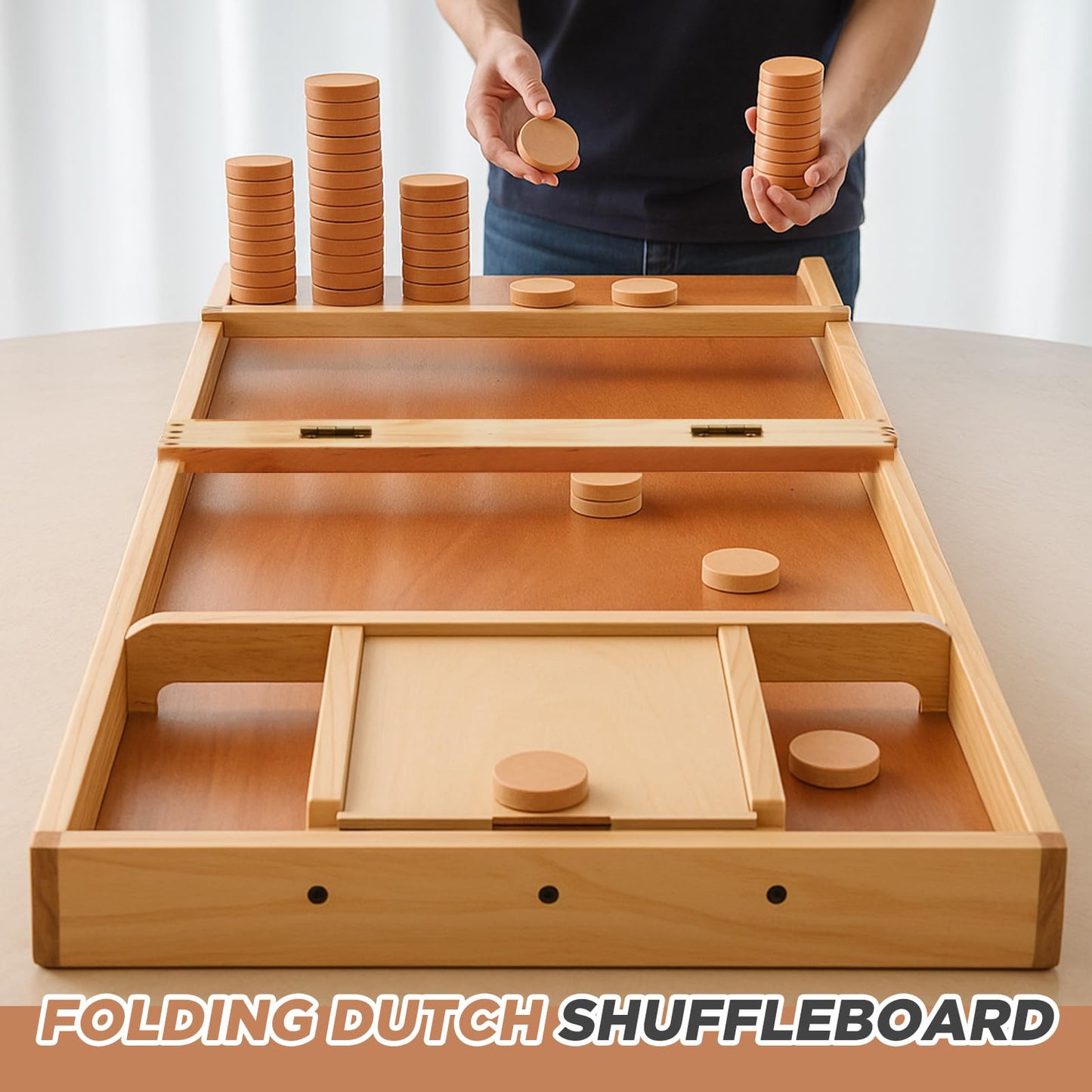 CroBlissful Folding Dutch Shuffleboard Wooden Dutch Shuffleboard with Accessories, 79" L x 16" w x 2" h