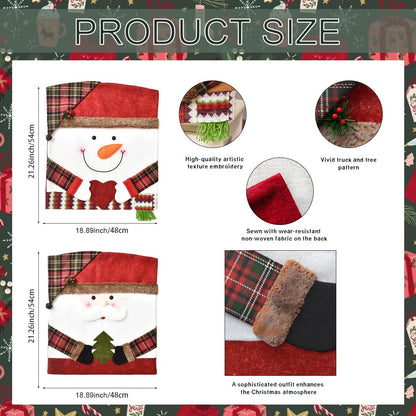 Set 6, (6, Sumgsn Christmas Chair Covers of Christmas Chair Decorations, Santa Snowman Chair Back Cover for Kitchen