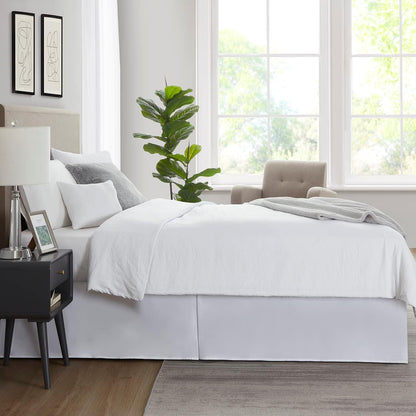 Nestl White Bed Skirt Queen Size - 14 Inch Drop Brushed Microfiber, Hotel Quality Pleated & Fade Resistant