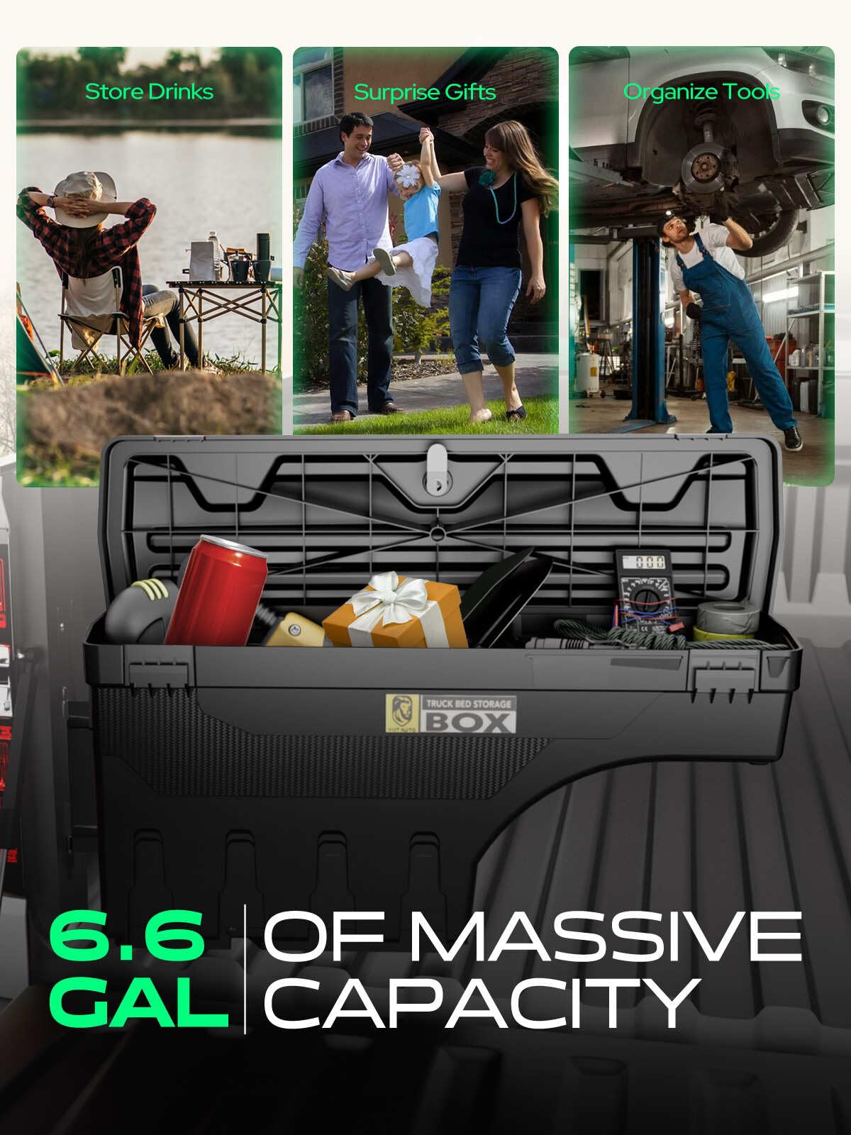 YHTAUTO Truck Bed Storage Tool Box Lockable Compatible with 2016-2023 Nissan Titan & Titan XD, Driver Side, Not Fit the UTILI-TRACK System, Not Fit Titan Box, Swing Waterproof Wheel Well Toolbox