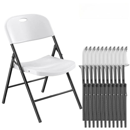 Nazhura 650 Weight Limit Heavy Duty Plastic Folding Chair with Reinfoced Steel Frame for Indoor and Outdoor, Wedding, Party, Restaurant, Meeting Room, Patio and Garden (White, 12 Pack)