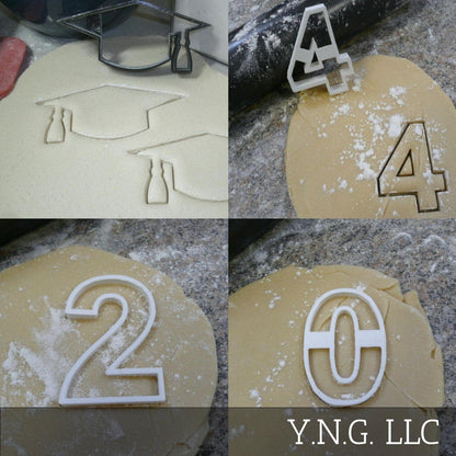 Graduation Kit Year 2024 Cap Numbers Two Zero Four - Set of 4 Cookie Cutters Made in USA PR1113