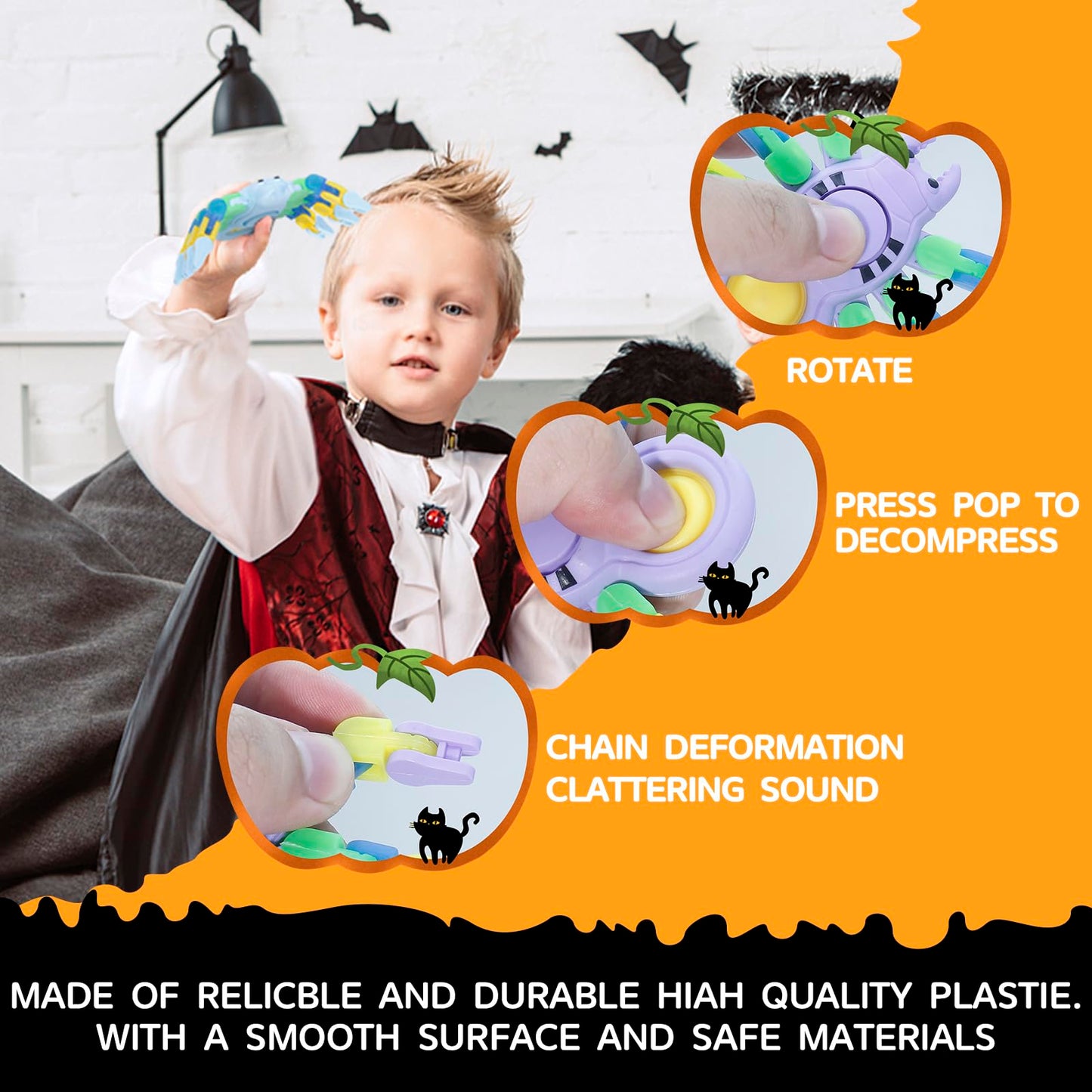 LENDOD Halloween Spider Transformable Fidget Toys - Halloween Party Favors Bulk for Kids and Adults, Glow in The Dark, Halloween Treat Bags Gifts, Pop Sensory Fidget Toys & Home Party Decor-15PCS