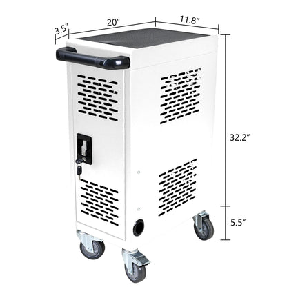 16 Bay Mobile Charging Cart for Chromebook, Laptop & Tablet, Mobile Device Charging Station with Power Strip, Locking Doors & Wheels, All-Steel Construction