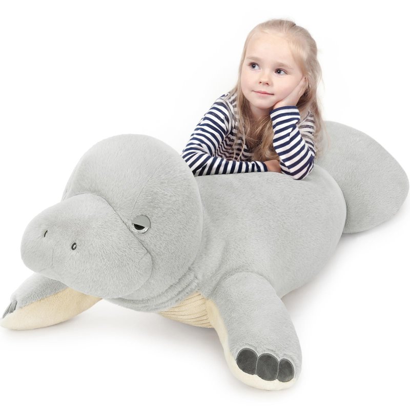 MorisMos 47 Inch Manatee Plush Toy, Large Manatee Stuffed Animal Soft Sea Animal Pillow Gifts for Kids Chirstmas Birthday Party