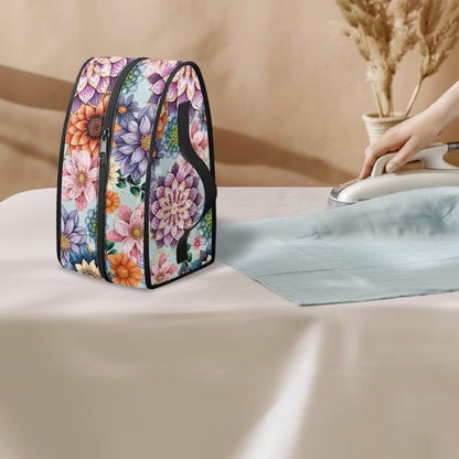 Goncariar Steam Iron Storage Bag with Zipper Handle, Foldable Portable Iron Storage Case Protective Carrying Bag Universal for Most Irons- Bright Blossom