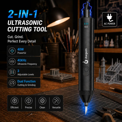 Ultrasonic Cutter Knife,40kHz Vibration & 40W,2in1 Ultrasonic Cutter & Polisher,Auto Power Adjustment,3 Cutting Powers For 3D Printing,Model Mods & DIY
