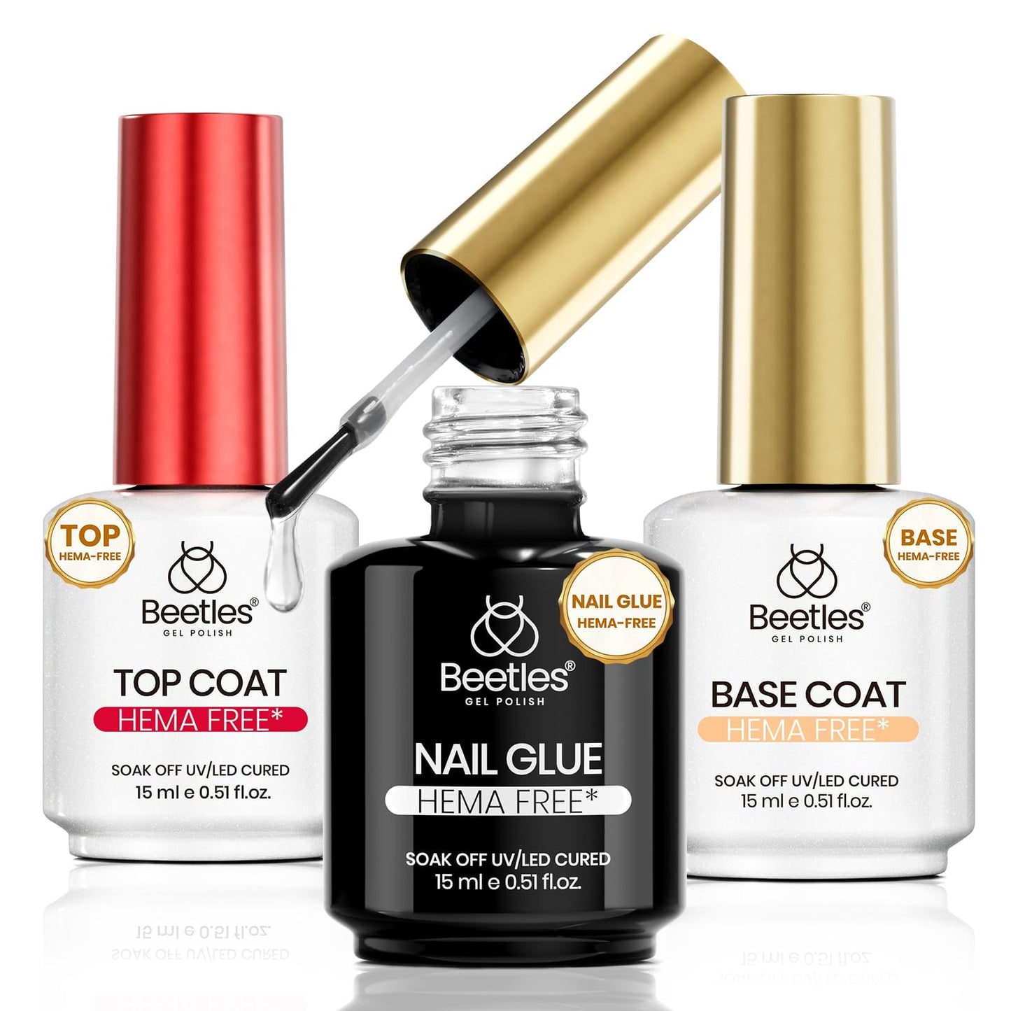 Beetles Gel Nail Extension Kit Almond Shape, Easy 9 in 1 Glue Uv Led Set Etch X Nail Tips Short Almond Half Matte Tips, Gift for Women & Girls, 504 pcs