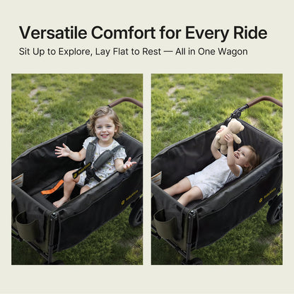BabyVista Stroller Wagon for Kids, One-Hand Adjustable Push/Pull Handle, Spacious Storage, 8"/12" All-Terrain Wheels, Canopy with Bug Net, Wagon Stroller for Daily Walks, Short Trips & Grocery Runs