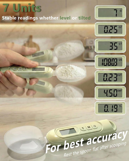 2026 Upgraded 2-In-1 Digital Measuring Spoon 【High-Precision 0.01oz/0.1g · Tested 10000+】 Baking Scale 【7-Unit】 Digital Kitchen Scale for Baking, Gram Scale for Weight Loss, Large & Small Scoop, Green