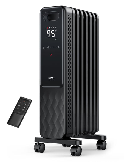 DREO Oil Filled Radiator, Electric Radiant Heaters for indoor use Large Room with Remote Control, Child Lock, 4 Modes, Overheat & Tip-Over Protection, 24h Timer, Digital Thermostat, Quiet, 1500W