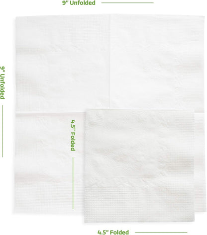 GUSTO White Beverage Napkins [500 Count - 4.5 x 4.5 Folded] - 1-Ply Bulk Cocktail Napkins for Restaurant Bar and Party