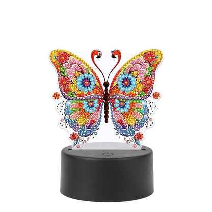 JISHSHAY Diamond Painting Night Light Diamond Art Table Lamps Gem Art LED Lights Gem Painting Desk Lamp Mosaic Kits for Adults DIY Kits for Adults Paint by Numbers Special Shaped Butterfly