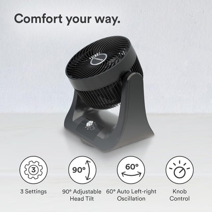 Everdure 9” Oscillating Desk Fan, 3 Speed Settings, Portable Personal Fan for Bedroom, Living Room, Home Office