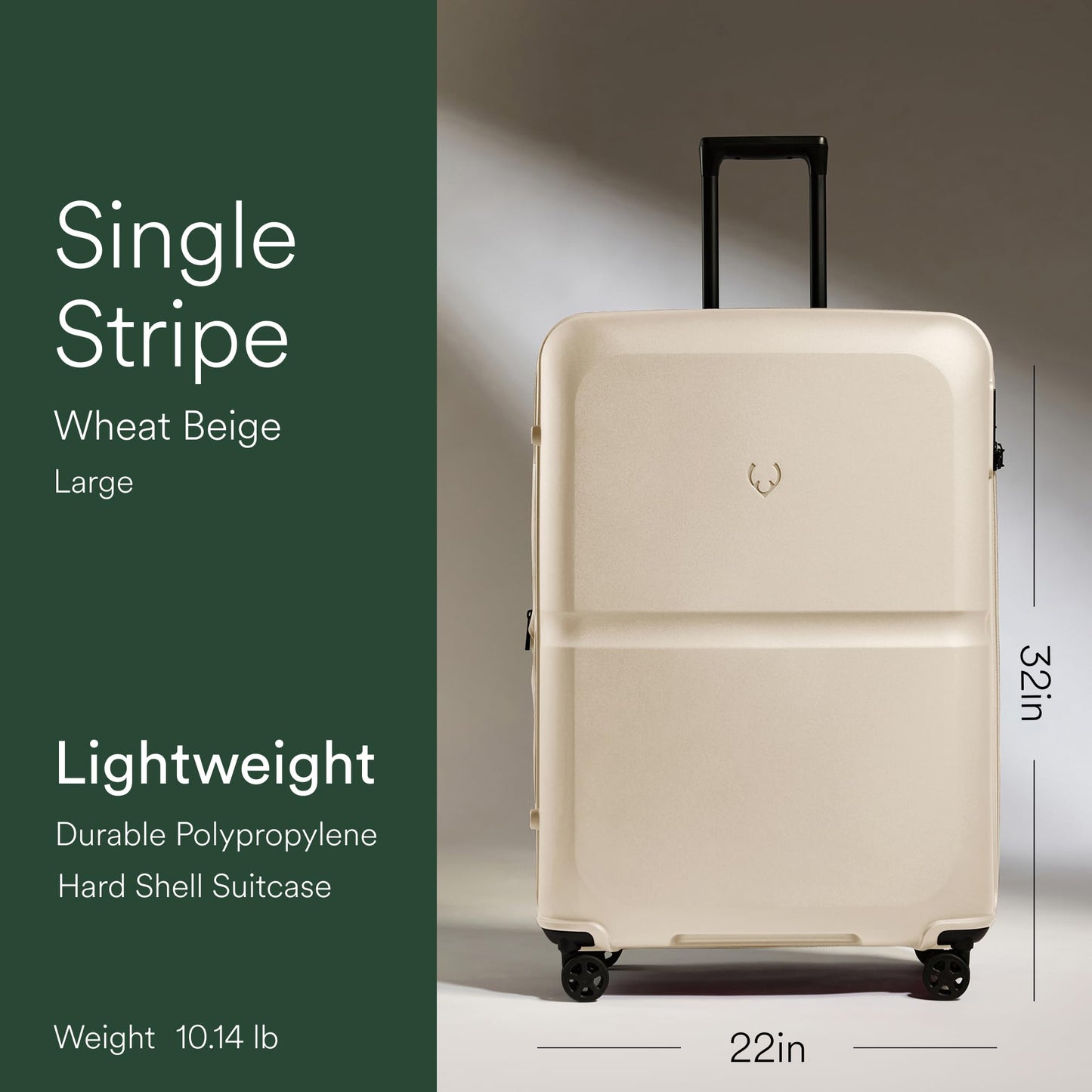 ANTLER - Single Stripe Hardside Luggage 32 Inch Large Suitcase - Durable, Lightweight & Expandable, 4 Spinner Wheels - Adjustable Handle, TSA Lock - Wheat Beige