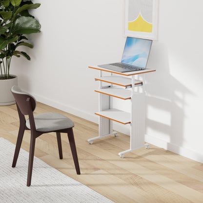 Safco Muv Adjustable-Height Desk with Keyboard Shelf, Steel Frame, Laminate Work Surface, Mobile on 4 Wheels, Powder Coat Finish - Office Desks & Workstations