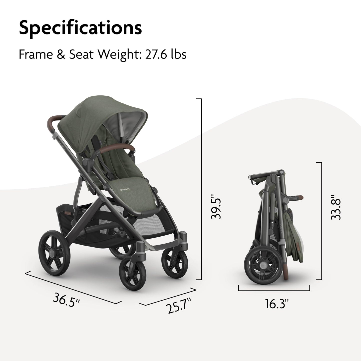 UPPAbaby Vista V3 Full-Size Single-to-Double Stroller System, Toddler Seat, Bug & Rain Shields, Storage Bag Included, Evelyn (Meadow Green/Graphite Frame/Chestnut Leather)