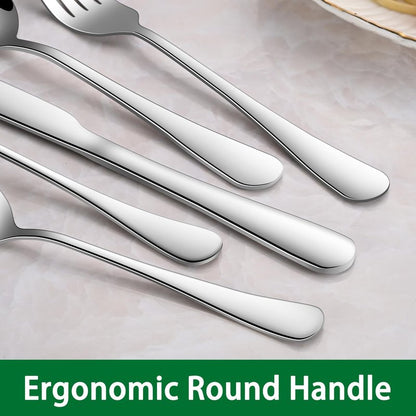 Salad Forks And Teaspoon,6.7 Inches Stainless Steel Dessert Spoons And Forks,Set Of 16 Dishwasher Safe Silverware Fork And Spoon For Home,Restaurant