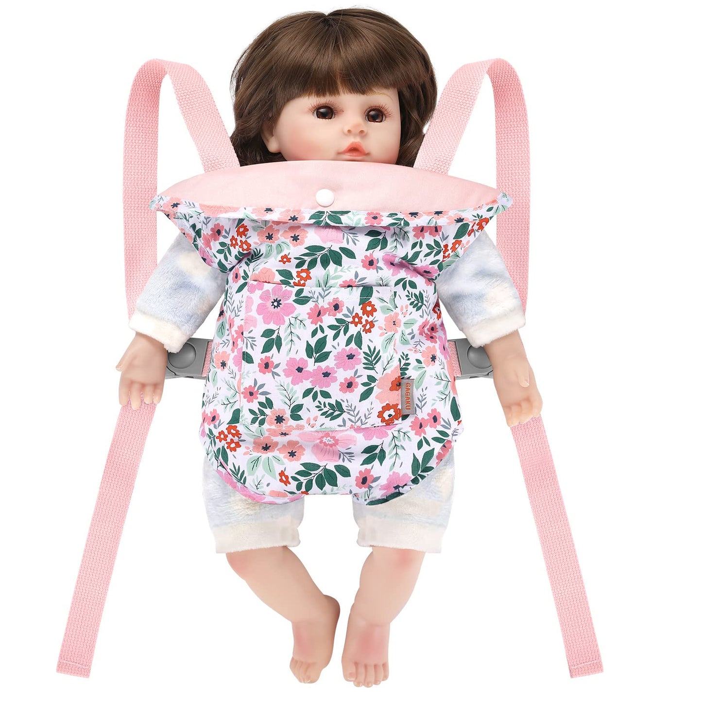 GAGAKU Baby Doll Carrier for Toddlers Doll Carrier for Little Girls Toy Baby Carrier for Kids Reborn Baby Doll Accessories - Pink (Leaf)
