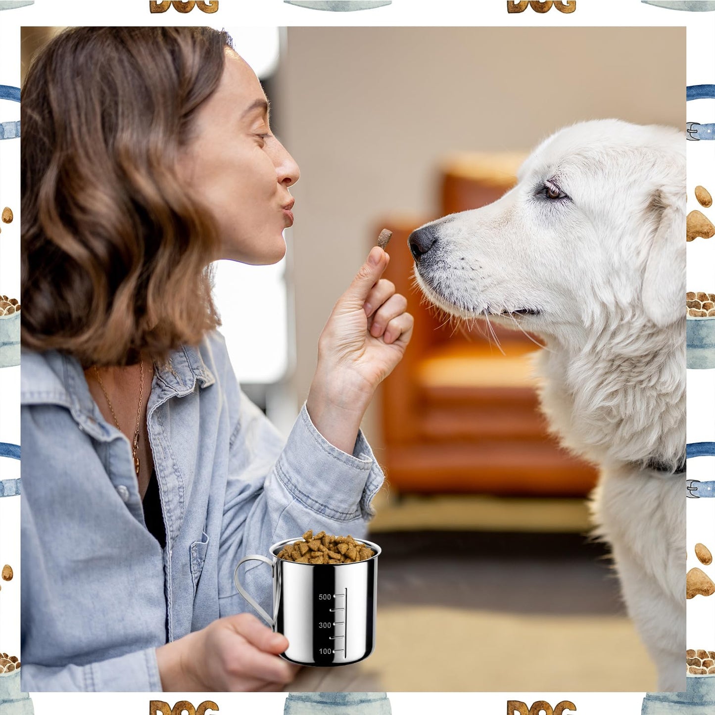 Ashmacdo Dog Food Scoop 2 Cup,304 Stainless Steel Measuring Cups with Handle Pet Food Scoop Cup Measuring Scoop for Dogs, Cats, Birds & Rabbits – Ideal for Dry Food & Treats (2 Cup)