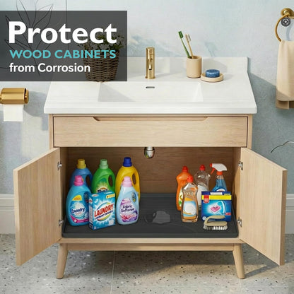Under Sink Mat 31" x 19", Silicone Under Sink Liner for Kitchen and Bathroom, Waterproof Cabinet Protector Drip Tray, Protects Cabinets from Leaks and Spills