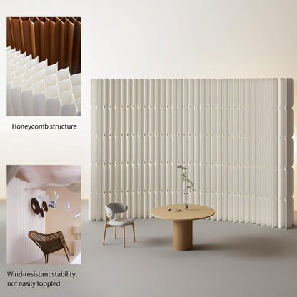 Multi-Functional Freestanding Kraft Paper Room Divider - Folding Privacy Screen for Home & Office Use, Stylish Partition for Living Room, Conference Spaces, and Work Areas