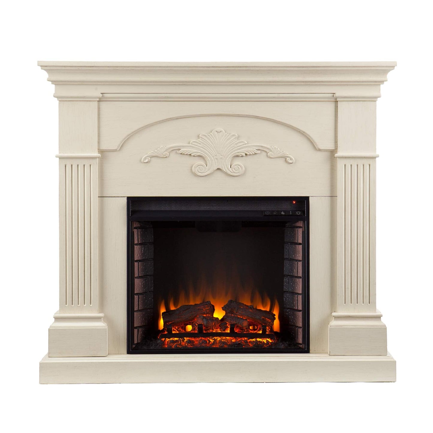 SEI Furniture - Sicilian Harvest Electric Fireplace - Ivory - Transitional Design, Ideal for Living Room, Bedroom (FE9275)