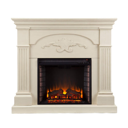 SEI Furniture - Sicilian Harvest Electric Fireplace - Ivory - Transitional Design, Ideal for Living Room, Bedroom (FE9275)