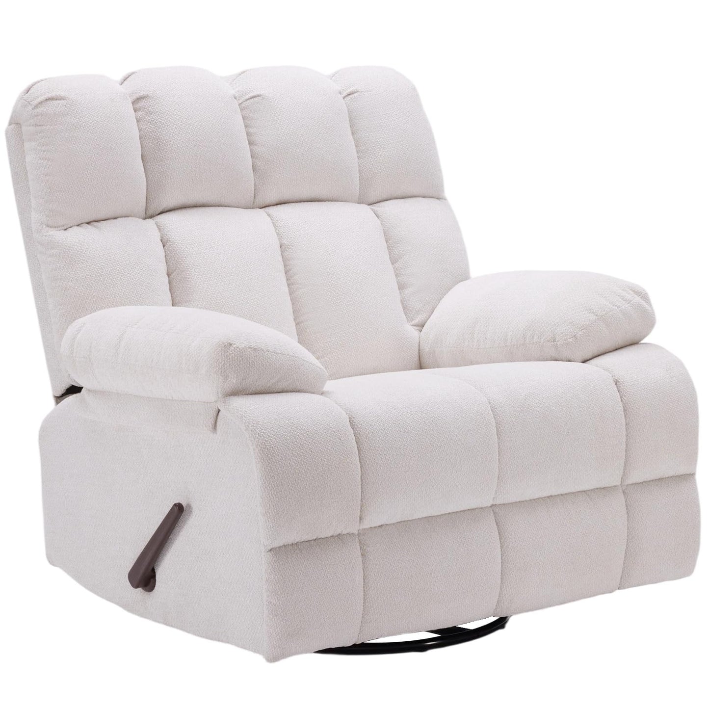 Eiayeebil 360° Swivel Glider Recliner, Oversized Recliner Rocker Chair, Extra Wide Manual Recliner, Overstuffed Soft Rocking Sofa Chair for Living Room& Bedroom (Beige)