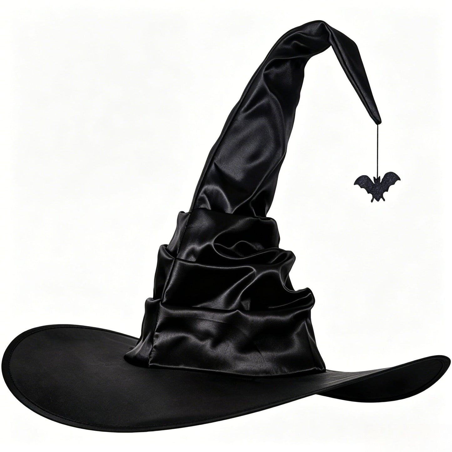 HATINXIA Witch Hat, 18 Inches Wicked Wizard Hat with Wide Brim, Halloween Cosplay Accessories for Adult Women Witch Costume Party Christmas Masquerade Carnivals, Black