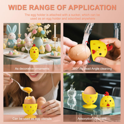 wonlex 4PCS Egg Brush Cleaner Multipurpose Fruit and Vegetable Rotating Scrubber Tool for Fresh Eggs, Reusable Chicken Duck Egg Washer Scrubber (Grey+Yellow)