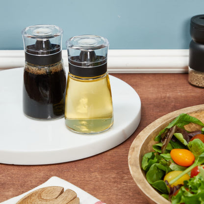 Juvale Glass Oil & Vinegar Dispenser Set - Leak-Proof No-Drip Glass Salad Dressing Bottle & Sauce Bottles - Olive Oil Cruet & Balsamic Vinegar Dispenser - Pack of 2, 5.5 fl oz, Black