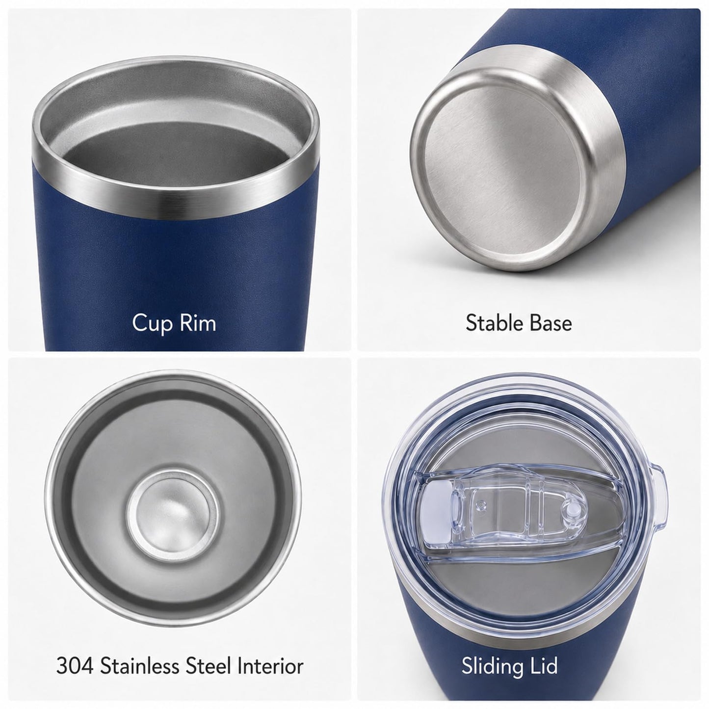Pandance 20oz Stainless Steel Insulated Tumblers Bulk, Navy Blue, 12 Pack