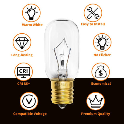 Belleone Light Bulb Fits for LG Microwave Oven - Compatible with LG Frigidaire Ken-more Whirlpool GE Over the Range Microwave, Dimmable 125V 30W E17 Base, Kitchen Night Light, Repalce 6912W1Z004B,4pcs