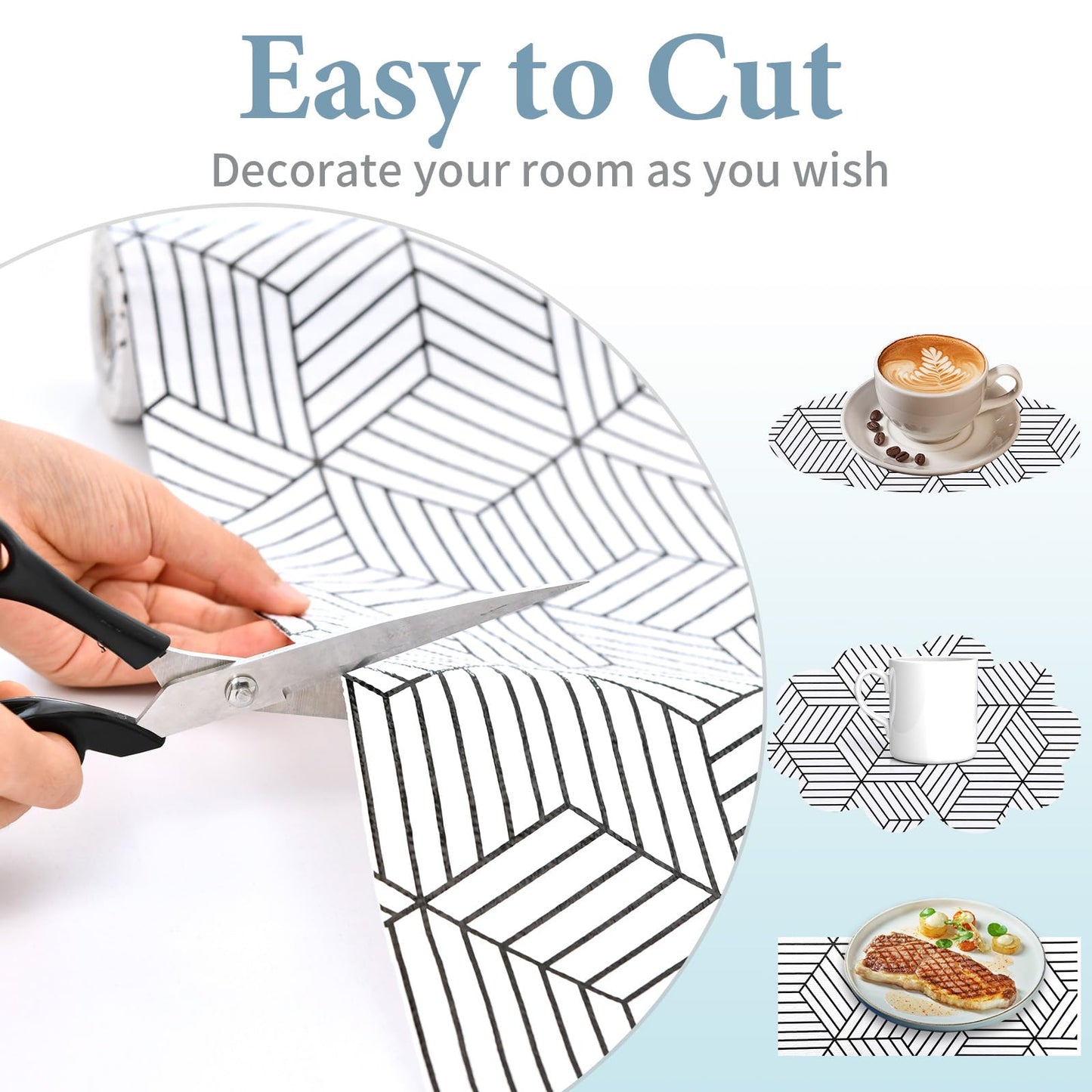 Shelf Liners for Kitchen Cabinets 17in x 30FT, Non Adhesive Cabinet Liner Strong Non-Slip Golden Leaf Drawer Liner, Easy to Clean for Shelf, Cabinet with Knife and Tape Measure
