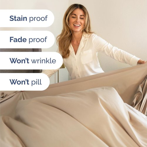 Comfy Twin Size 3-Piece Sheet Set by [Brand Name] | Breathable Cooling Bed Sheets - Ultra-Soft, Deep Pockets - Oeko-Tex Certified, Cream