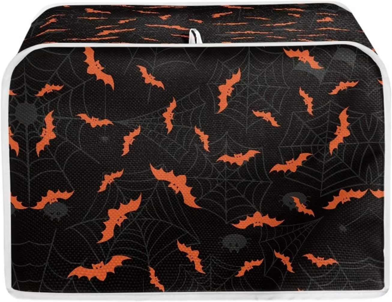 Halloween Spider Web Bats Toaster Cover, Dustproof 4 Slice Small Appliance Cover