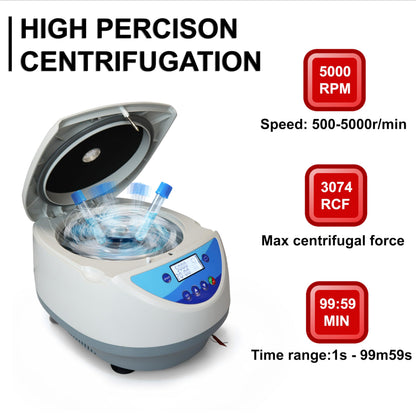 Vision Scientific VS-TC-SPINPLUS-8 Digital Bench-top Centrifuge | 500-5000rpm (Max. 3074xg) | LCD Display | Includes 15ML X 8 Rotor