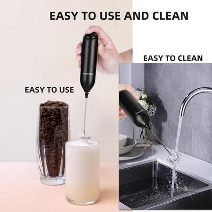 WINETELL Rechargeable Electric Milk Frother Handheld, Coffee Frother with USB C Charging Stand, Powerful Frother Wand Whisk, Drink Mixer for Lattes, Hot Chocolate, Matcha, etc