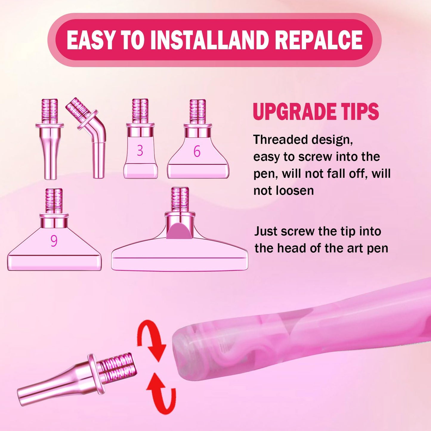 Sttargxing Diamond Painting Art Drill Bead Dot Pen Kit with Screw Steel Silver Metal Tip Nibs Placers Roller Tool Accessories,Ergonomic Diamond Art Pen for 5D Diamond Paint DIY